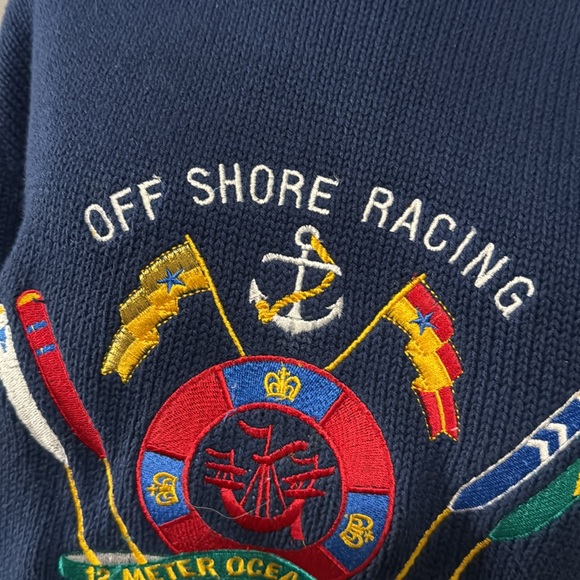 Vintage Nautical Vibes Crew Neck Cotton Sweater-Sz Adult M-Blue-EUC - Picture 2 of 16